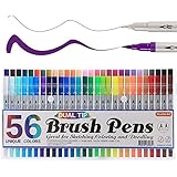 Shuttle Art 56 Colors Dual Tip Brush Pens Art Markers,Brush Tip with Fineliner 0.4 Markers Pen Set for Adult coloring books