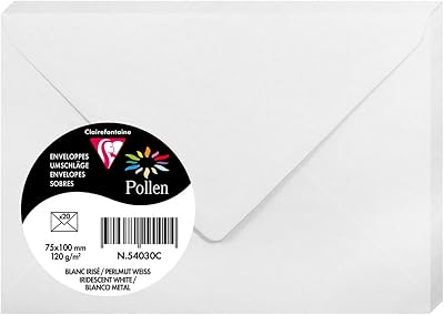 Clairefontaine Pollen Iridescent White Envelopes Pack 20 7.5x10cm 120gsm