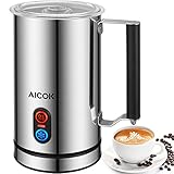 Aicok Milk Frother, Stainless Steel Electric Milk Steamer with Hot or Cold Milk, Strix Temperature Controller, Non-Stick Coating, Silent Operation, Milk Warmer for Coffee, Latte, Cappuccino, Silver
