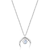 GAVU 925 Sterling Silver Necklace Crescent Moon Necklace for Women Crystal Necklace for Women