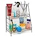 EZOWare 2 Tier Countertop Spice Jar Standing Rack, Kitchen Cabinet Seasoning Bottles Storage Wire Shelves Basket Holder, Bathroom Organizer - Rustic Brown