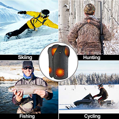 PBOX Heated Vest, USB Charging Electric Heated Jacket Washable for Women Men Winter Outdoor Motorcycle Riding with Rechargable Battery