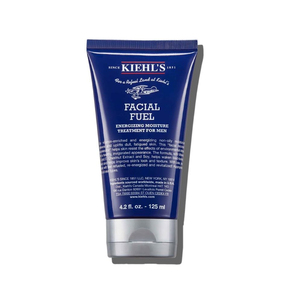 Kiehl's Facial Fuel Daily Energizing Moisture Treatment for Men, Invigorates Fatigued Skin, Hydrates & Revitalises with Chestnut Extract, Soy, Vitamin C & E, All Skin Types, 125Ml