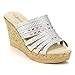 Nature Breeze Warrant-01 Women's Rhinestone Glitter Slingback Wedge Sandals