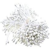 HAHIYO 700Pcs 3mm White Pearl Double Heads Flower Stamen Pistil Hand-Made Artificial Flower Pistil para Flores Pearlized Floral Stamen Flower Pollens Stamen for Flower Making Scrapbook Decoration