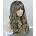RightOn 23’’ Women Girls Lovely Synthetic Mix Color Long Curly Wigs Pin Curls with Neat Bangs Hairnet Included (Mix Brown)