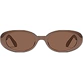 QUAY - Women's Sunglasses, Narrow Round Lenses with UV Protection (Felt Cute, Doe/Brown)