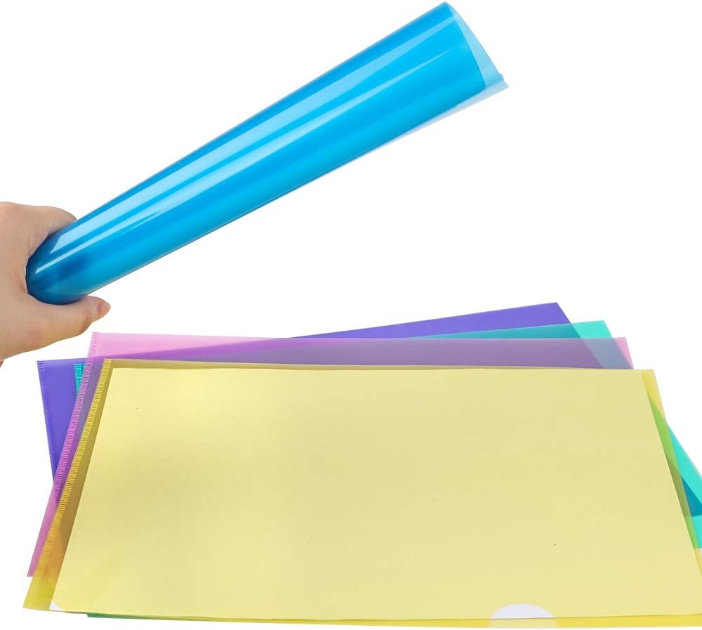 EOOUT 45pcs Plastic Clear Document Folders Project Pockets, File Folders for Letter Size and A4, 8 Assorted Colors, for School Office : Office Products