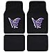 BDK Purple White Butterfly Design Carpet Car Floor Mats for Auto Van Truck SUV-4 Pieces Front & Rear Full Set with Rubber Backing-Universal Fit (MT-509-PP)