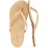 STQ Women's Flip Flops with Arch Support, Comfortable Vegan Leather Flat Thong Sandals for Travel, City Walk, Events, Commute & Every Day Wear