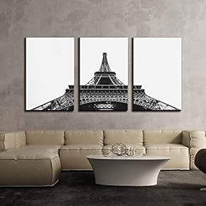 3 Piece Canvas Wall Art - Eiffel Tower on The Champ De Mars in Paris, France - Modern Home Art Stretched and Framed Ready to Hang - 16"x24"x3 Panels