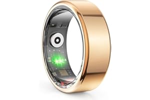 QAMEZOX Smart Rings for Men, Fitness Trackers for Women Sleep Tracking Wearable Heart Rate Blood Oxygen IP68 Waterproof, Compatible with Android & iOS,Gold,9