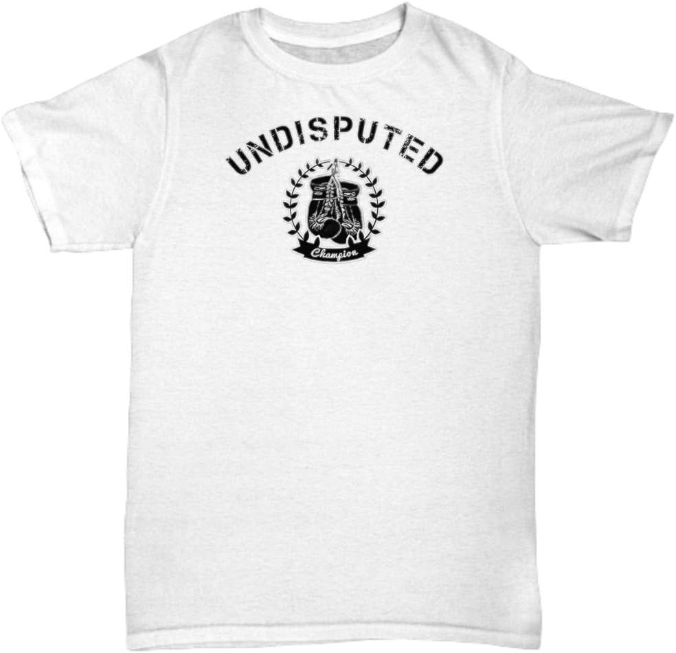 Undisputed Champion Hook Gloves Sports Gym Boxing Inspirational T-Shirt White, Grey (M, White)