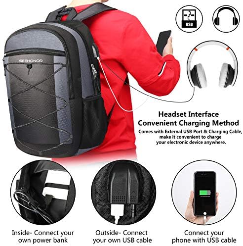 Laptop Backpack, SEEHONOR Travel Laptop Backpack with USB Charging Port, 15.6 Inch Slim Business Computer Backpack for Men Women Water Resistant Anti Theft College Bookbag School Bag 2 Laptop Backpack, SEEHONOR Travel Laptop Backpack with USB Charging Port, 15.6 Inch Slim Business Computer Backpack for Men Women Water Resistant Anti Theft College Bookbag School Bag
