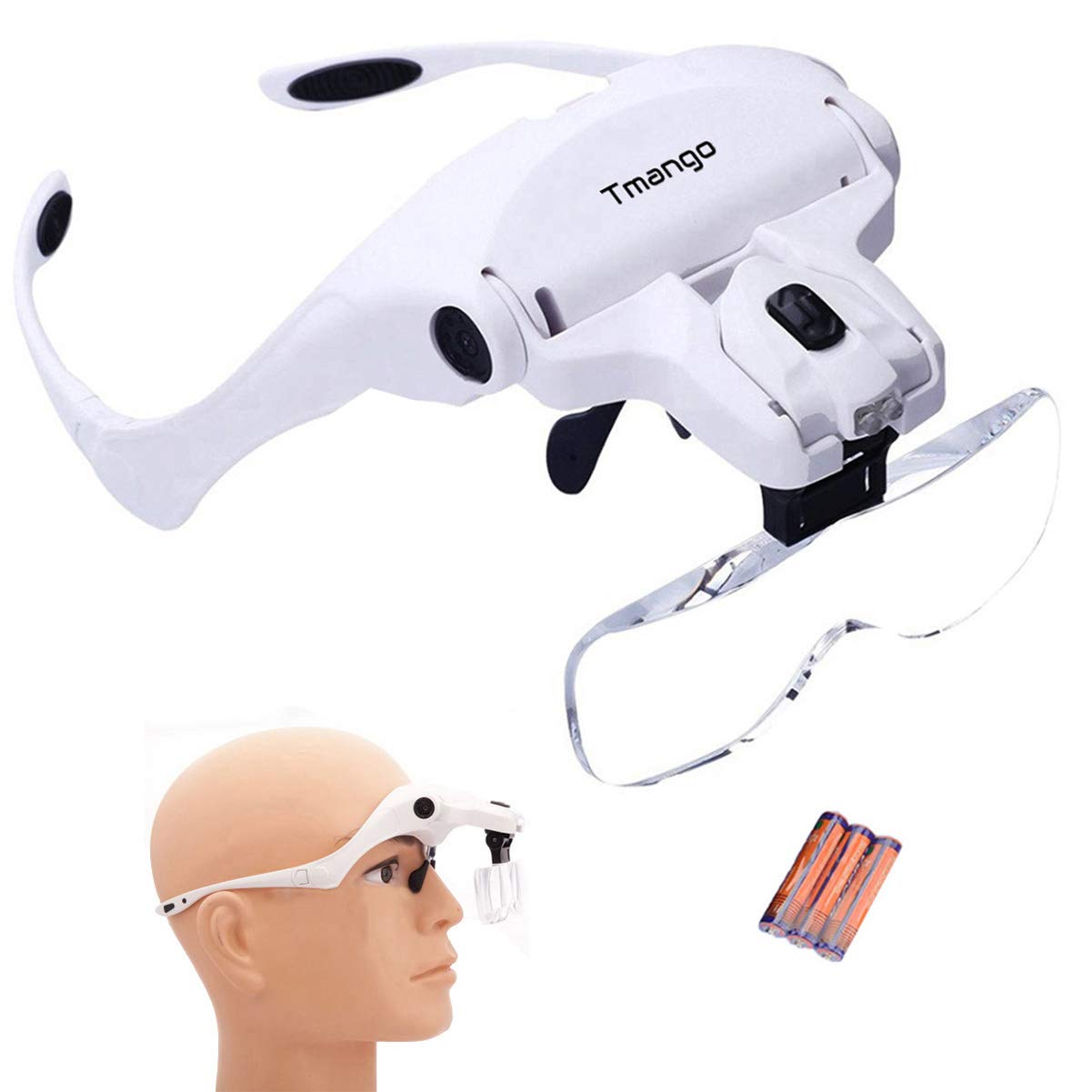 Buy TMANGO Head Mount Magnifier with Lights, Magnifying Headset Glasses