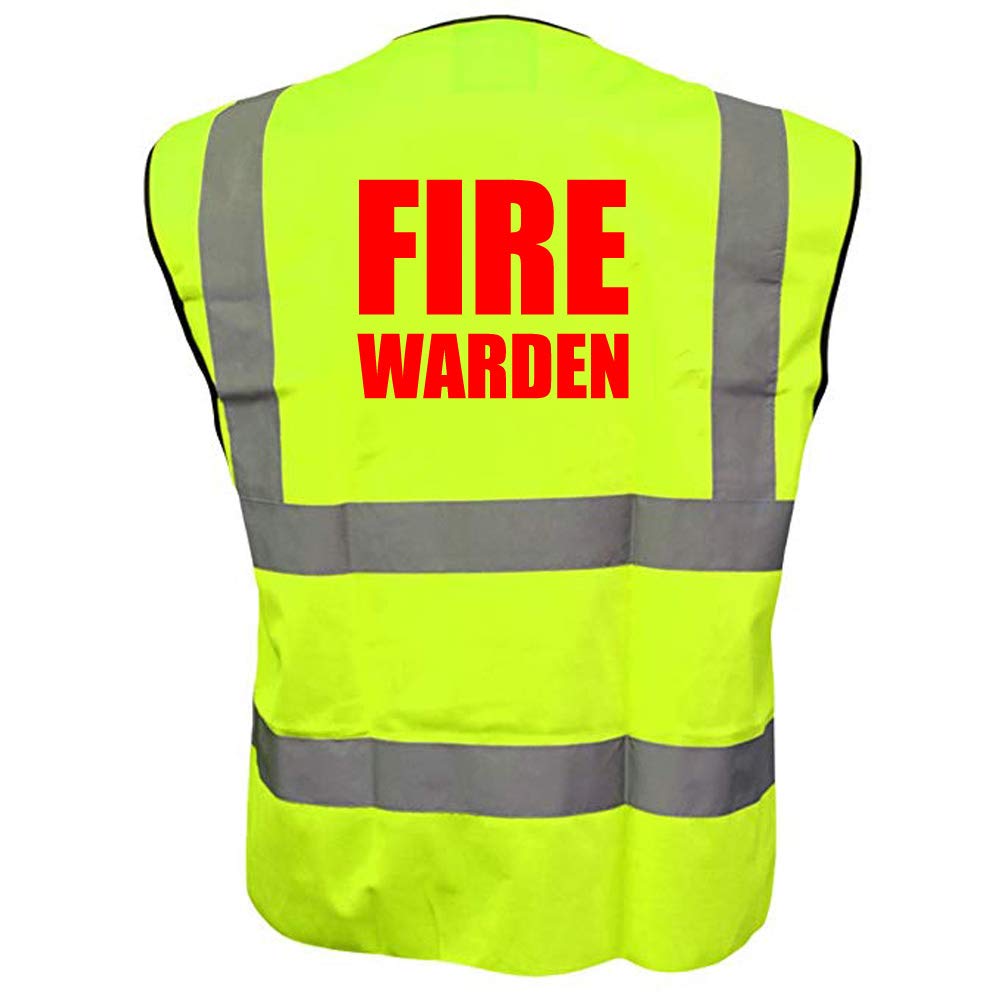 Fire Warden Vest Hi Vis High Visibility Printed Safety Viz Waistcoat