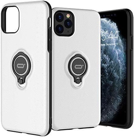 ICONFLANG iPhone 11 Pro Max Case with Ring 6.5 inch, Anti-Scratch Case with 360 Degree Rotation Finger Ring Kickstand Work with Magnetic Car Mount for Apple iPhone 11 Pro Max (2019) - White