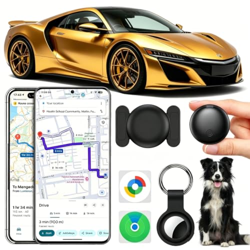 Traceur GPS Voiture, 2026 Nouveau Car GPS Tracker pour Android y iOS, Magnétique Tracker de Voiture sans Abonnement, Invisible Bluetooth Smart Tag pour Moto/Wagons/Vélo (Noir)