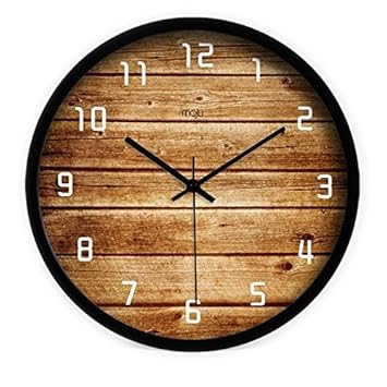 Amazon Com Jffffwi Creative Wood Grain Wall Clock Living