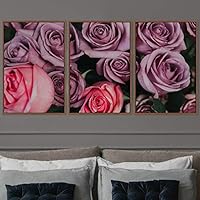 3 Piece Framed Canvas Wall Art Pink Cluster Flowers and Colorful Bouquet Canvas Prints Home Artwork Decoration for Living Room,Bedroom - 16