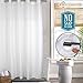 Comfecto Hookless Shower Curtain, No Snap in Liner, 77x70 Inches Hotel Bathroom Curtains with Light Filtering Mesh Screen and Magnets, White