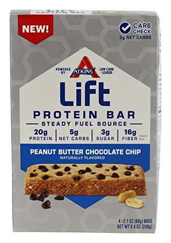 Atk Bar Lft Prt Pnut Bttr Size 8.46z Atkins Lift Protien Bar Peanut Butter Chocolate Chip 4pk