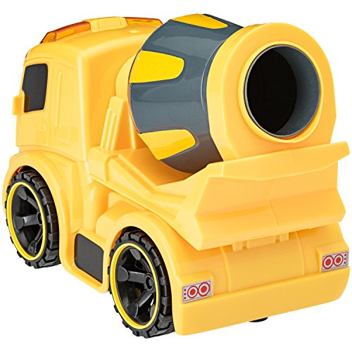Cement Mixer for Kids Friction Powered Construction Vehicle with Lights & Realistic Sounds. Push and it Powers Itself. 8x4x5 inches. Batteries Included, Durable Plastic Design Safe for Children