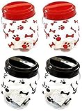 Greenbrier Pet Food Treats Plastic Storage Jars, Paws and Bones, Dogs and Cats, 4-jar Set