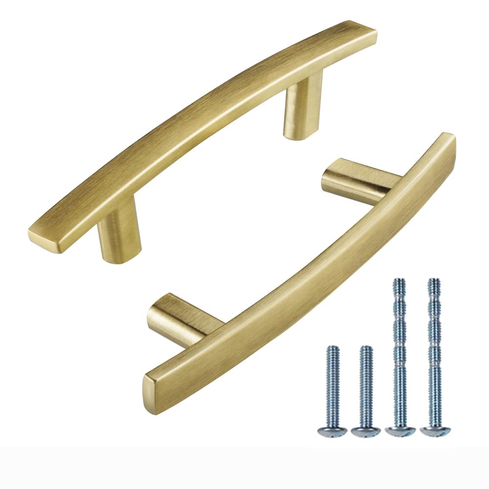 Photo 1 of Cosnys 10 Pack Satin Brass Cabinet pulls,3" Inch (76mm) Hole Center Brushed Gold Cabinet Door Handles for Bathroom Gold Drawer Pulls Dresser Pulls