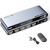 llano HDMI 2.1 Switch 4K@120Hz HDMI Switcher with Audio Extractor(Optical & 3.5mm Out, SPDIF 7.1Ch, High Speed 48Gbps), 4 in 1 Out HDMI Audio Converter Compatible with PS4/PS5 Xbox Roku (Gray)