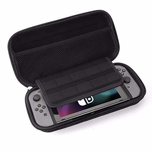 Switch Case Hard Shell Portable Travel Carrying Case with 10 Game Cartridges for Switch Console & Accessories(Black)
