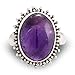 925 Oxidized Sterling Silver Natural Amethyst Gemstone Oval Shaped Vintage Band Ring Size 7
