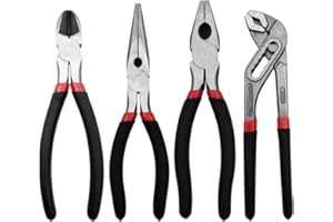 MFBJXC 4 Pack 8 Inch Multi Tool Pliers, Cr-V Combination Pliers Set, Including Groove Joint Plier, Diagonal Cutting Plier, Needle Nose Plier, Linesman Plier for Basic Repair