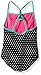 Speedo Girl's Swimsuit One Piece Thin Strap High Neck , Multi Black, 12