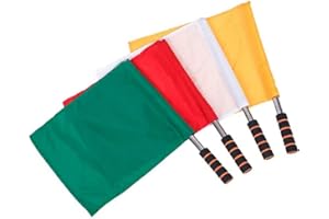 zmgmsmh 4 pcs Referee Flags Stainless Steel Rod Sponge Handle Linesman flags Command Flag Signal Flag for Soccer Volleyball Football sports match supplies