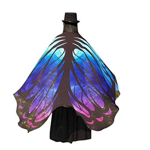 Clearance! Hot Sale! Halloween Butterfly Wings, Among Prop Soft Fabric Shawl Fairy Ladies Nymph Pixie Costume Accessory (197Ã—125CM, C-Blue)