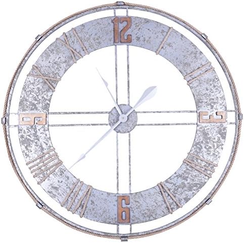 HobbitHoleCo "Nautical" Circular Wall Clock with Metal and Rope, 32.5-Inch Diameter
