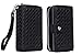 iPhone 6 Plus Wallet Case -Egrace Classic Purse Case PU Leather Woven Zipper Case Protective Detachable TPU Shell with Magnetic Cover Card Holder Wrist Strap for iPhone 6 Plus 6s Plus(5.5) (2015)