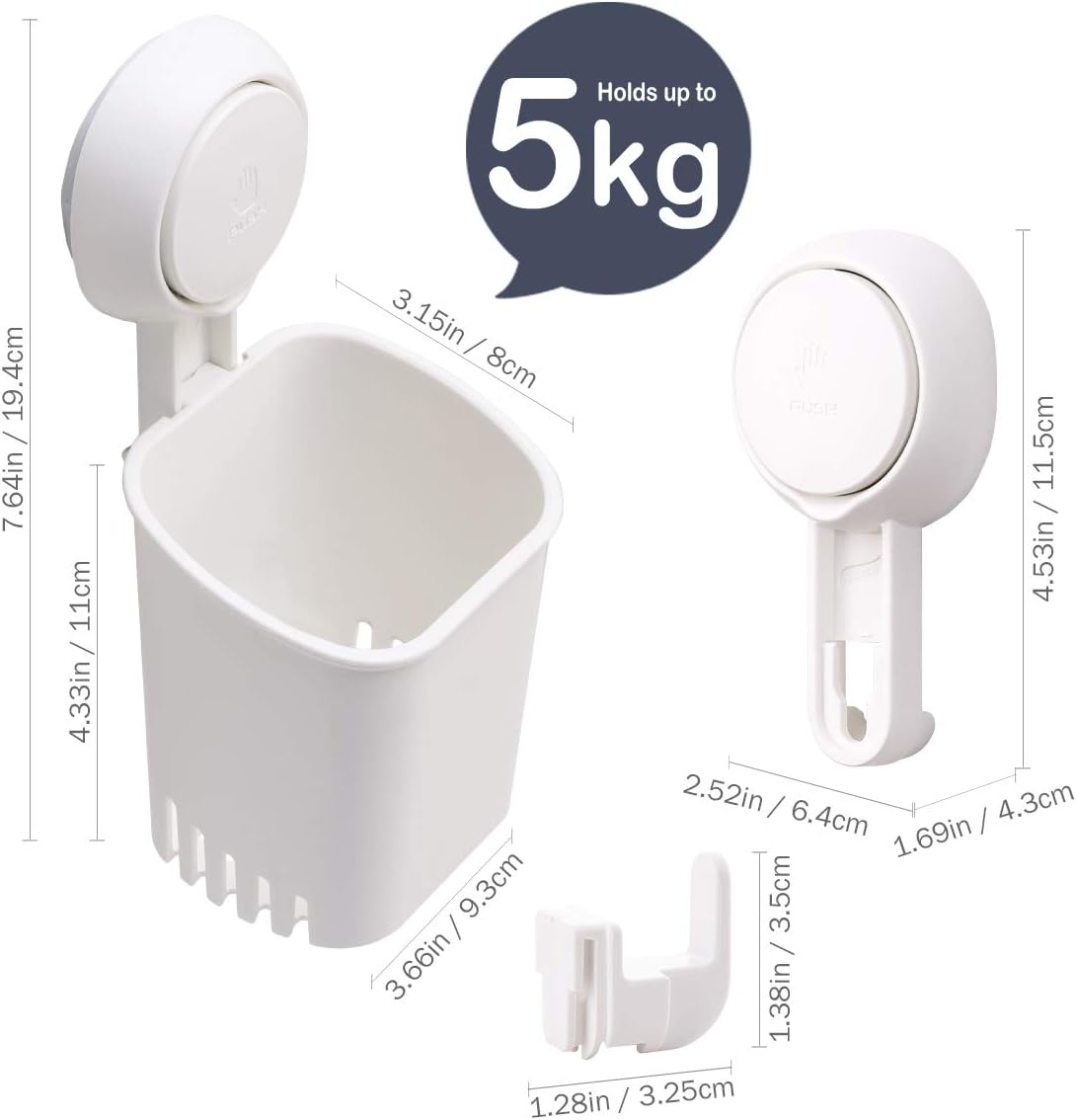 SWAMTIK Toothbrush Holder &1 Suction Cup Hook No Drilling Removable Electric Toothbrush Holder Wall-Mounted Toothpaste & Razor Holder with Drainage for Bathroom, Shower and Kitchen: Kitchen & Dining