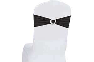 Howhic Pack of 30 Spandex Chair Sashes Bows Stretch Chair Cover Band with Buckle Slider Universal Elastic Chair Ties for Wedding Banquet Party Event Decoration (Black)