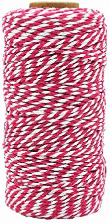 Bakers Twine Red and White, LaZimnInc Cotton Twine Packing String for Gardening, Decoration, Tying Cake and Pastry Boxes, Silverware, DIY Crafts & Gift Wrapping, Art and Crafts (2 mm/328Feet)