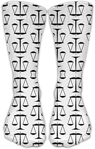 Sock Black Scales Of Justice On White Unisex Outdoor Adult Sport Over-The-Calf Long Tube Stockings Crew Socks 30cm(11.81in) One Size