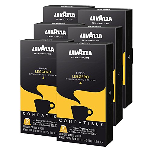 LAVAZZA PREMIUM COFFEE CORP NESPRESSO ORIGINALLINE COMPATIBLE CAPSULES, LEGGERO ESPRESSO LUNGO, MEDIUM ROAST COFFEE, 10 CT