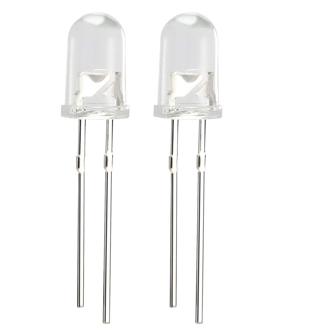 sourcing map 200pcs 5mm White LED Diode Lights Clear Round Transparent 3-3.4V 20mA Super Bright Lighting Bulb Lamps Electronic Component Light Emitting Diodes