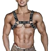 Heavelove Punk PU Leather Harness for Man Adjustable Leather Harness Body Chest Half Harness Punk Belt Clubwear Costume