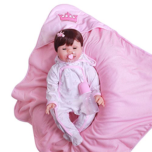 ZIYIUI 24inch 60cm Lebensechte Puppen Reborn Babys Mädchen silikon Junge wie echtes babypuppen Girls Toddler Puppe Augen… – Bild 5