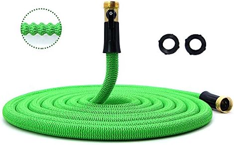 Garden Hose, Lightweight Expandable Water Hose, Expanding Hose with Solid Brass Connector, Double Latex Inner Tube, for Car Washing, Garden Watering (50FT, Green)