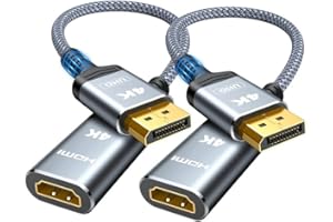Highwings 4K DisplayPort to HDMI Adapter 2-Pack, Uni-directional Display Port DP to HDMI Nylon Braided Adaptor Converter Male to Female, for AMD NVIDIA Dell HP Laptop HDTV Monitor Projector, [Passive]