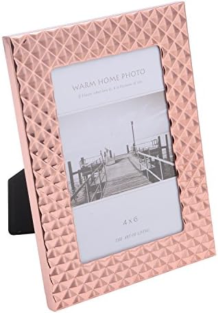 FFYYEE Modern Simplism Style- Iron SilverLeather Picture Frame K502-1 (4X6, Rose Gold)