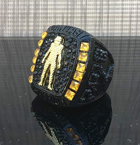 Legacy Rings 2018 Fantasy Football Championship Trophy Ring, Your Favorite Team Color, Black Ion Plated + Display Stand, Many Sizes